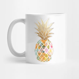 Aloha pineapple, orange+blue + faux gold Mug